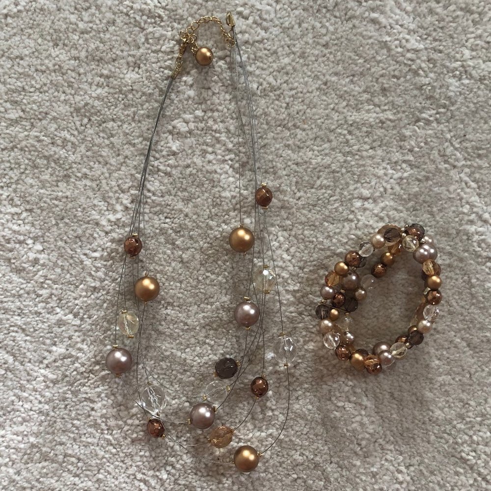 Multi Strap Necklace & Bracelet Set